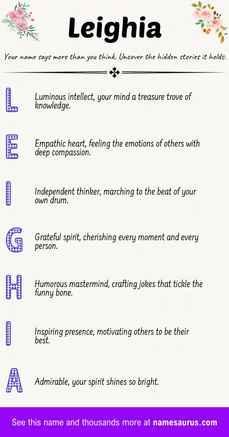 Acrostic poem about Leighia.