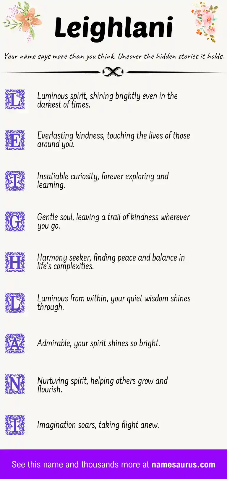Acrostic poem about Leighlani.