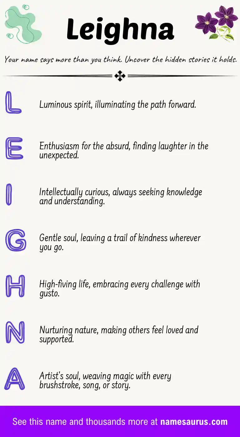 Acrostic poem about Leighna.