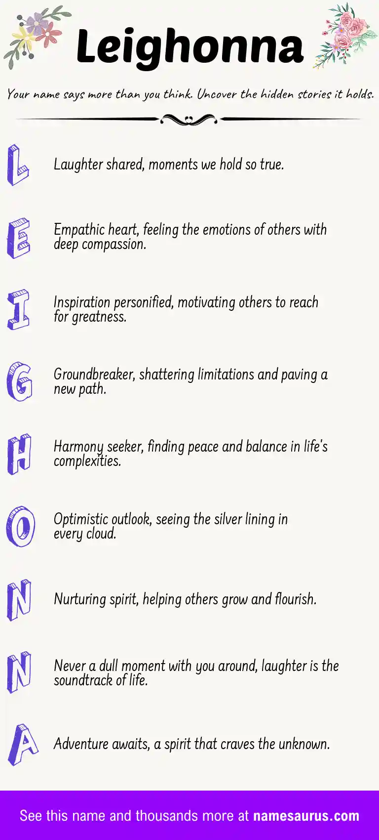 Acrostic poem about Leighonna.