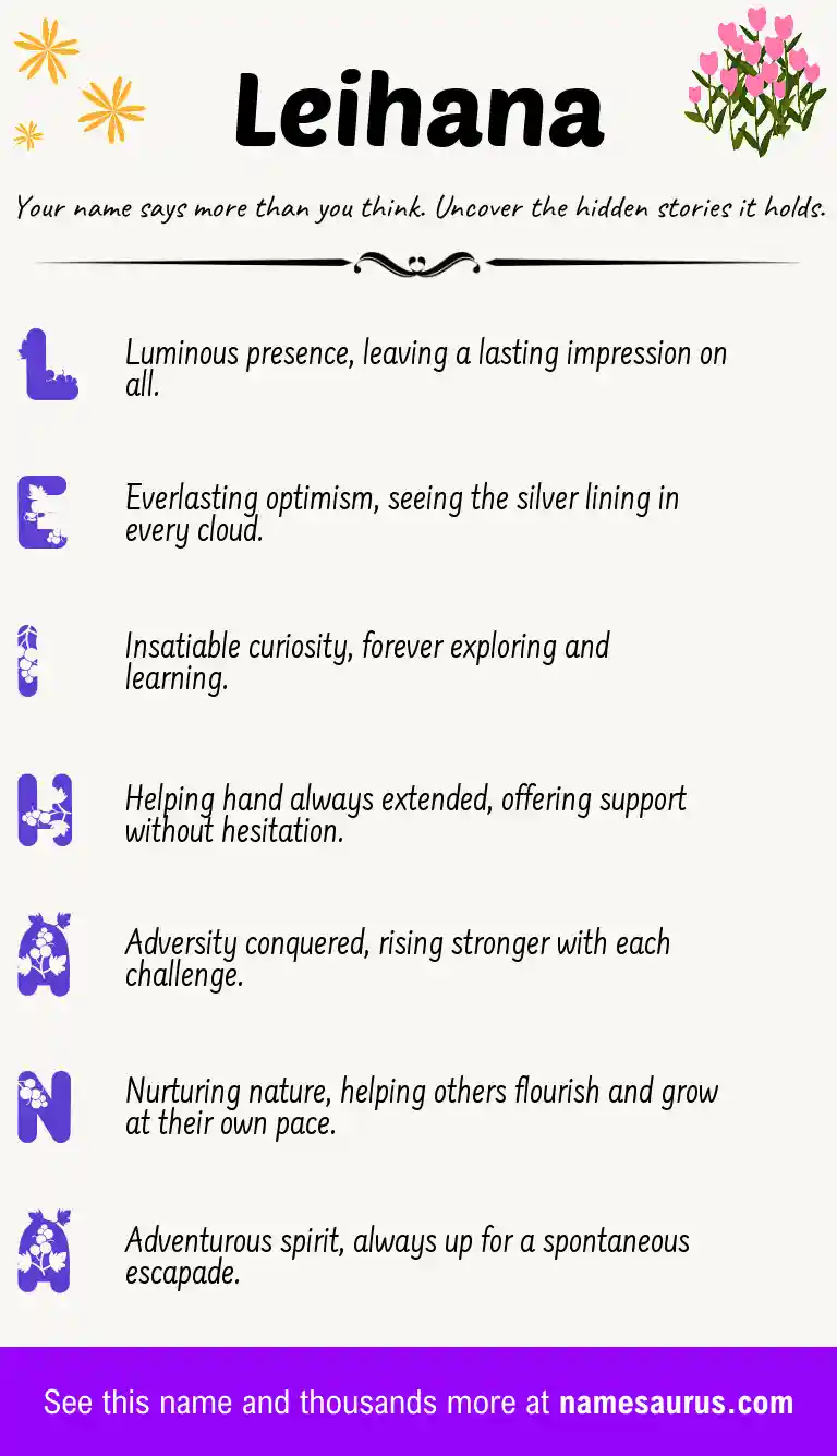 Acrostic poem about Leihana.