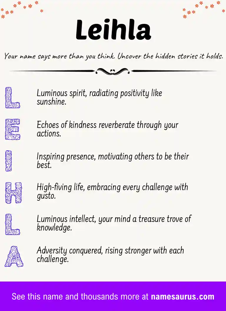 Acrostic poem about Leihla.