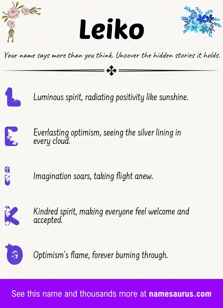 Acrostic poem about Leiko.