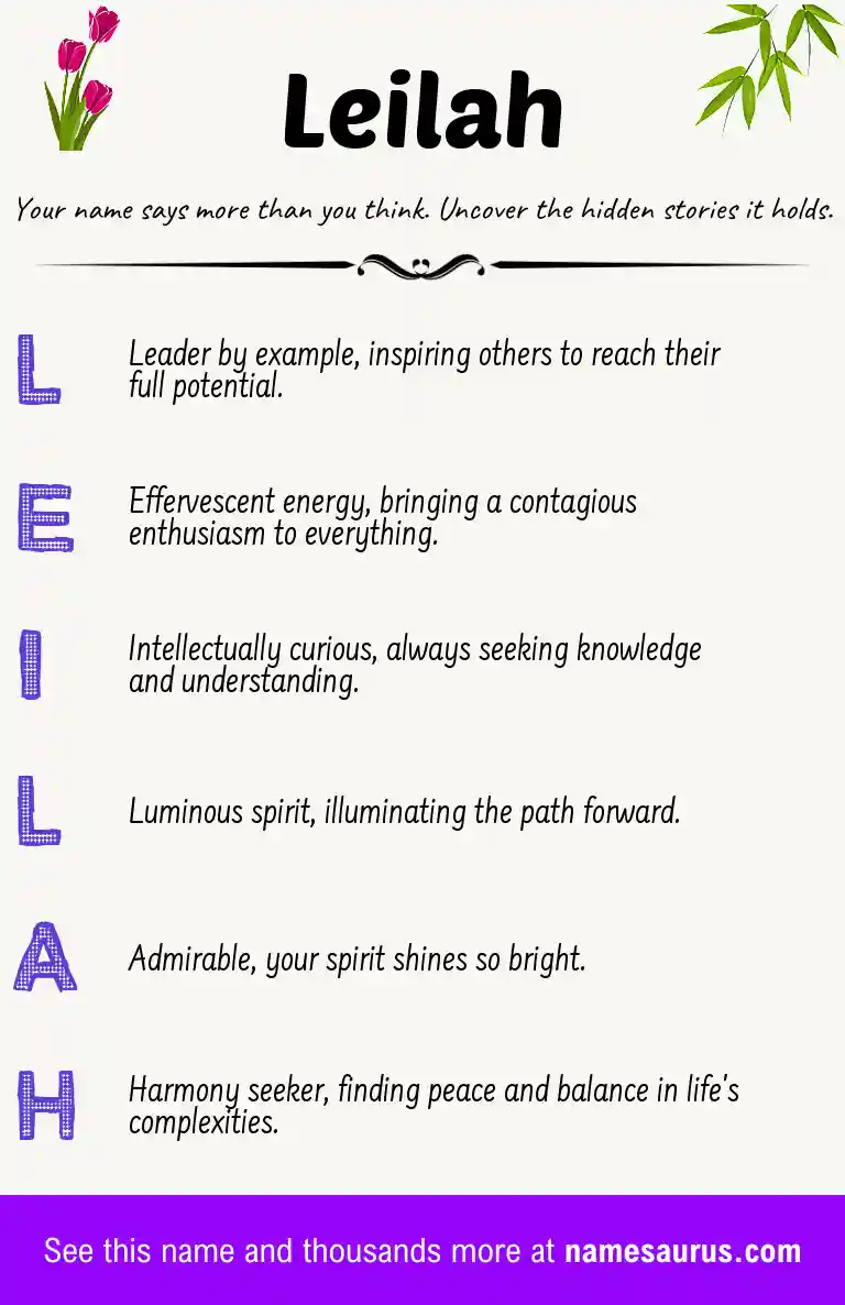 Acrostic poem about Leilah.