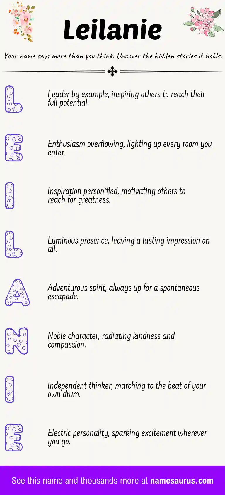 Acrostic poem about Leilanie.