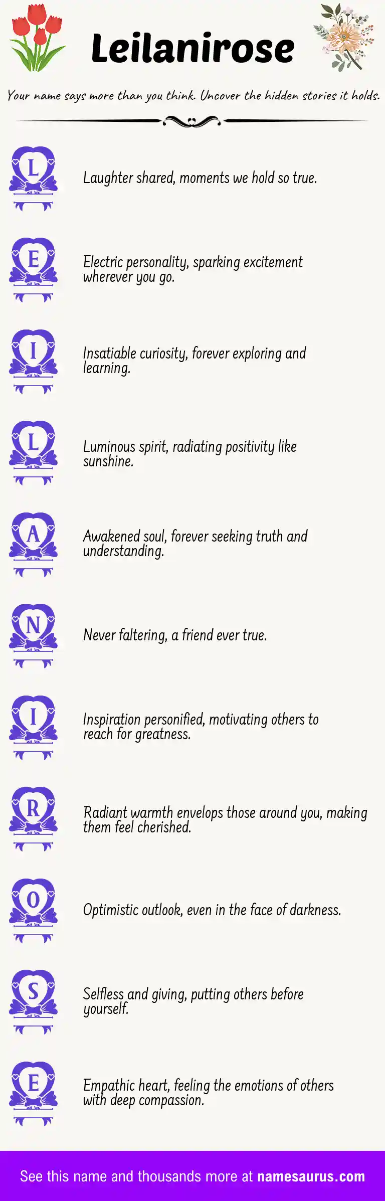 Acrostic poem about Leilanirose.