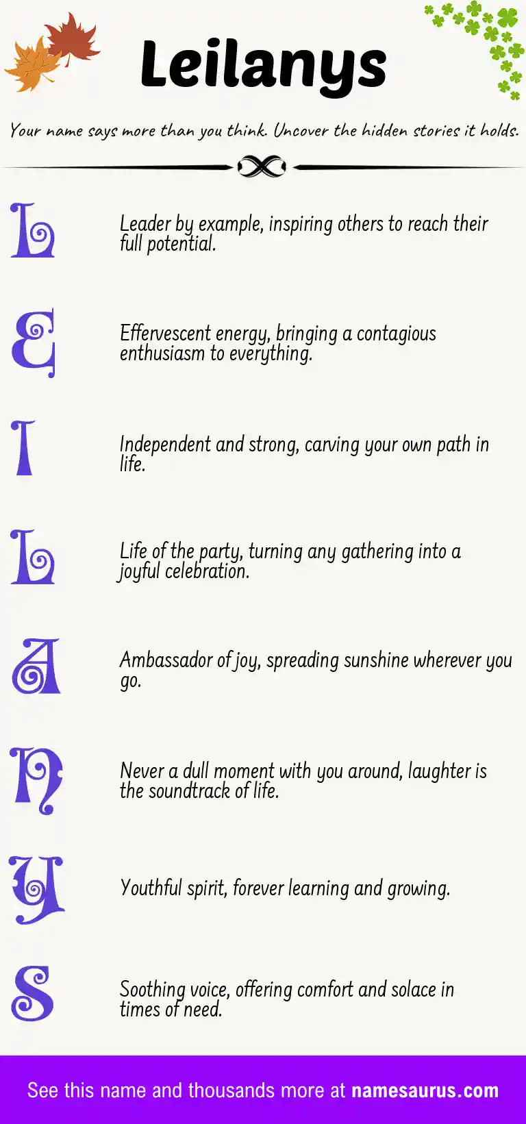 Acrostic poem about Leilanys.