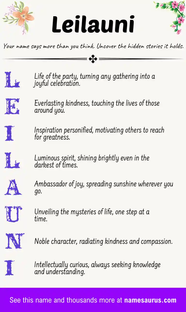 Acrostic poem about Leilauni.