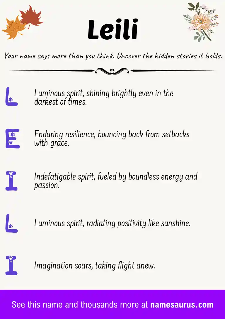 Acrostic poem about Leili.