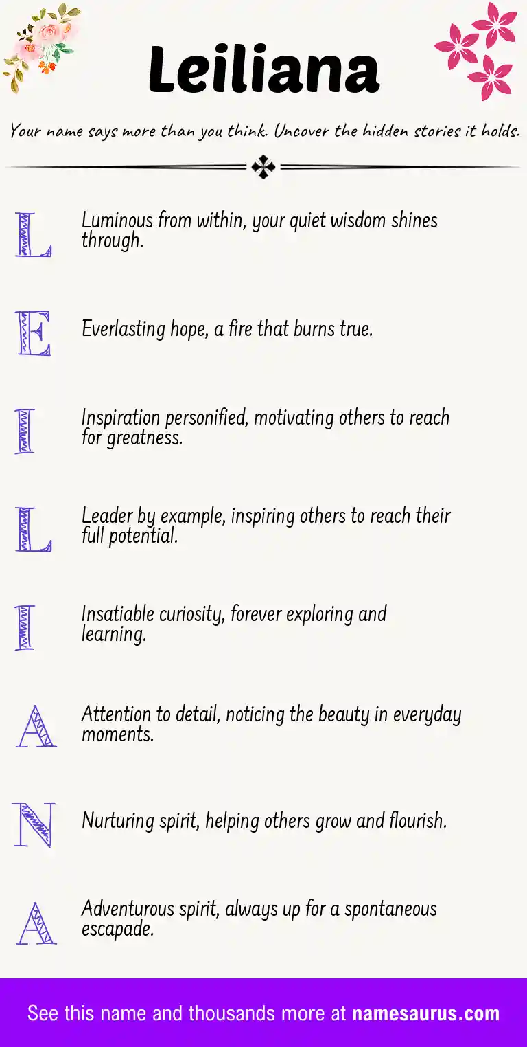 Acrostic poem about Leiliana.