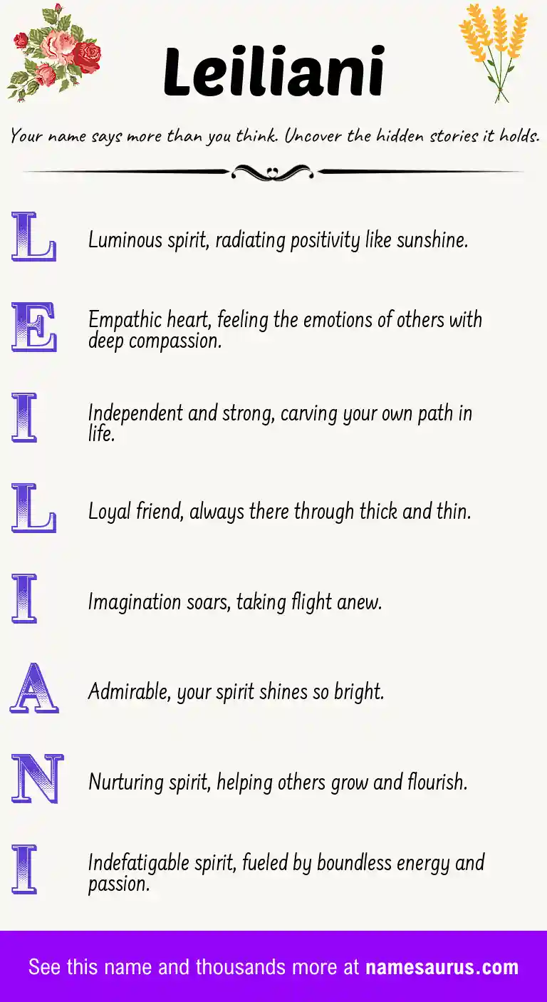 Acrostic poem about Leiliani.