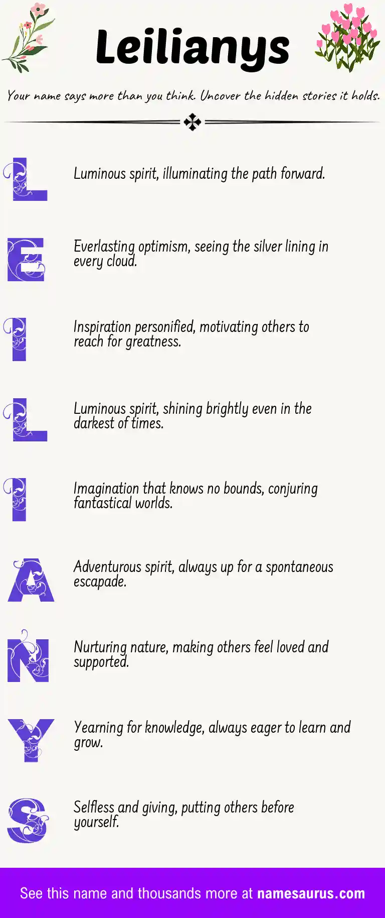 Acrostic poem about Leilianys.
