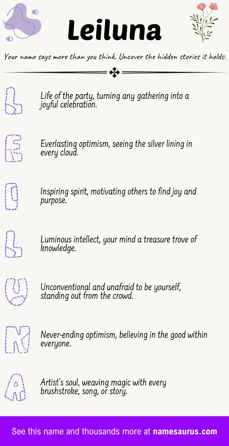 Acrostic poem about Leiluna.