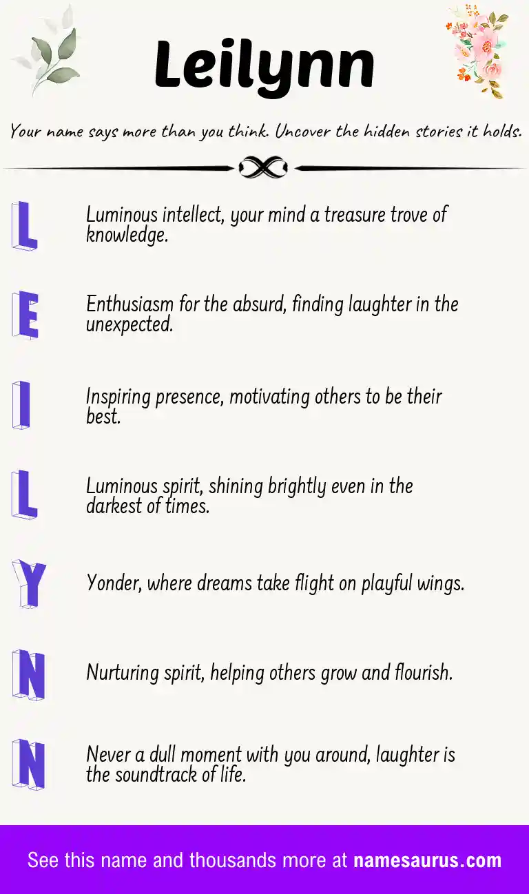 Acrostic poem about Leilynn.