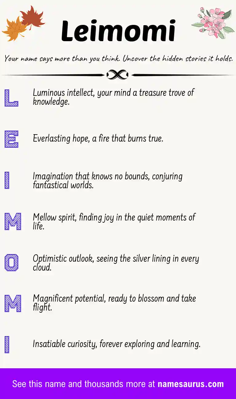 Acrostic poem about Leimomi.