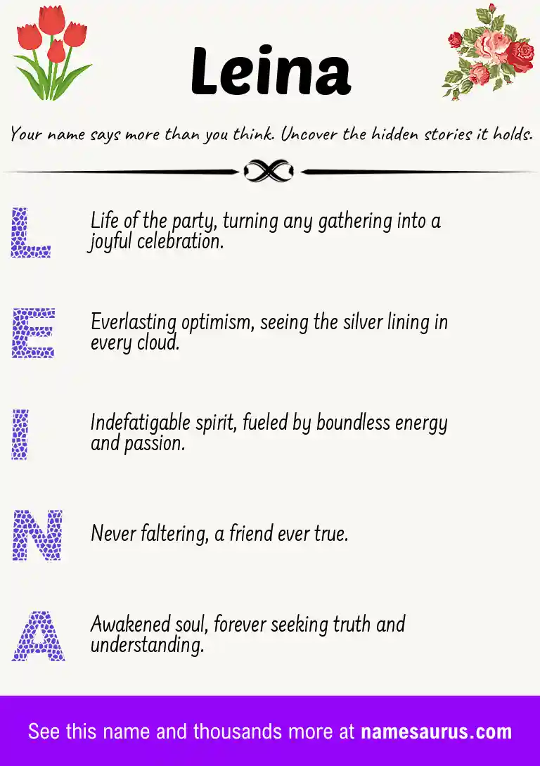 Acrostic poem about Leina.
