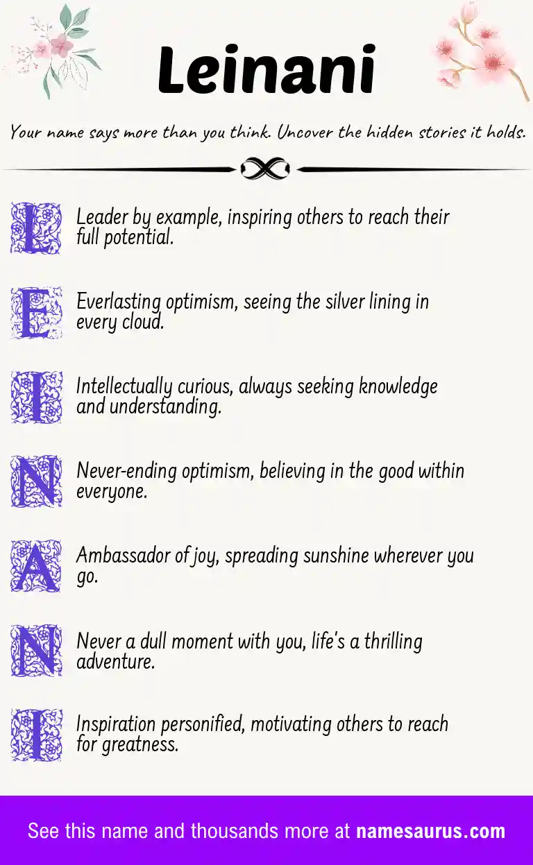 Acrostic poem about Leinani.