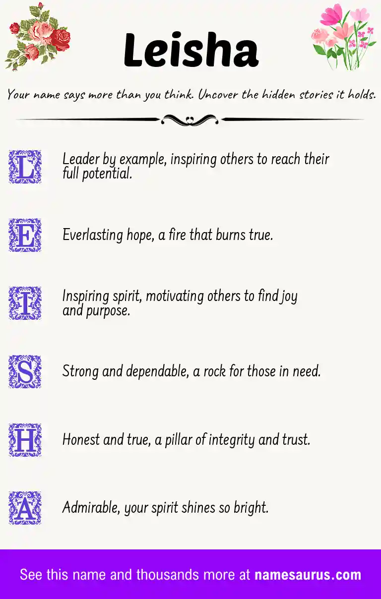 Acrostic poem about Leisha.