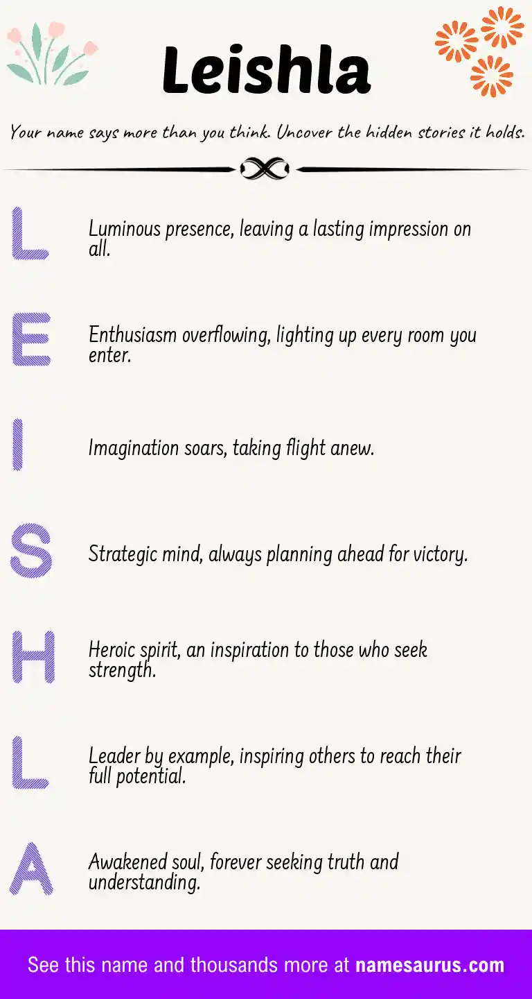 Acrostic poem about Leishla.