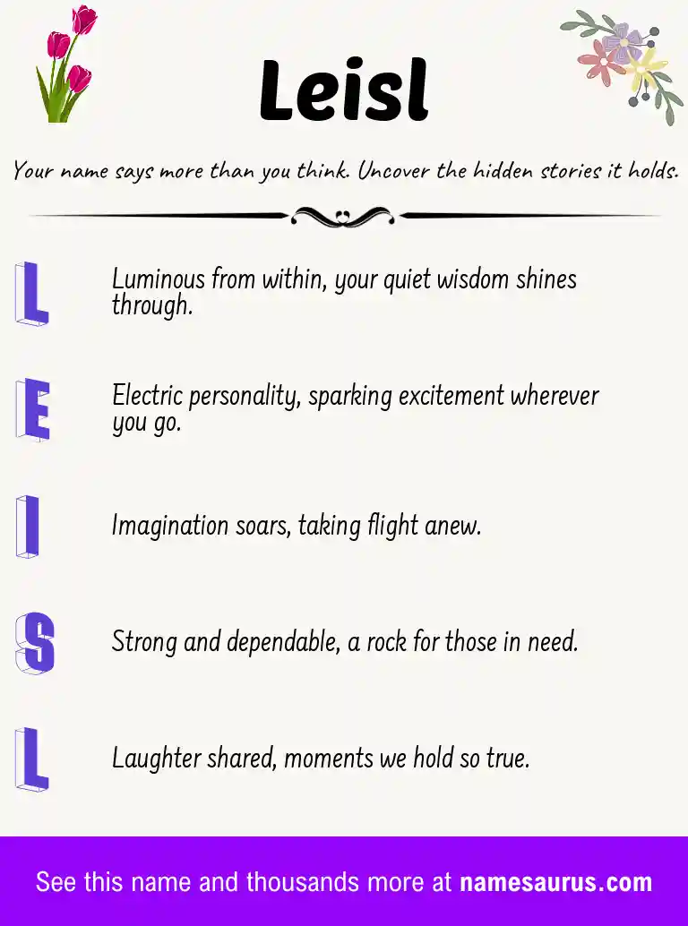 Acrostic poem about Leisl.