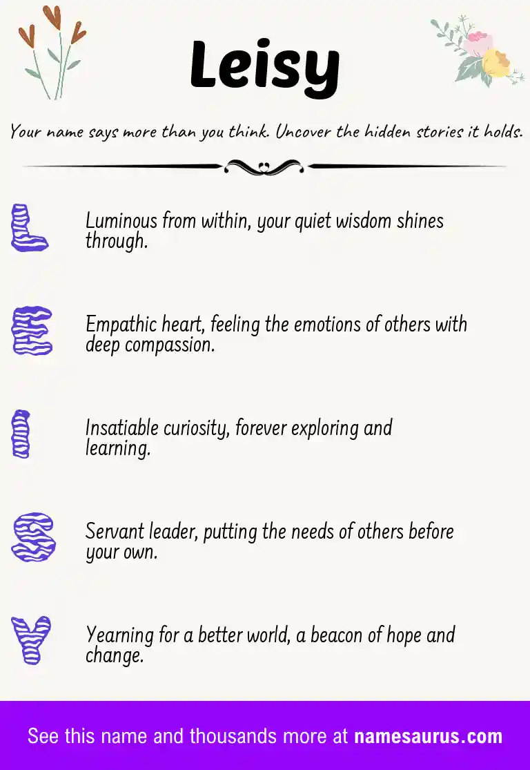 Acrostic poem about Leisy.