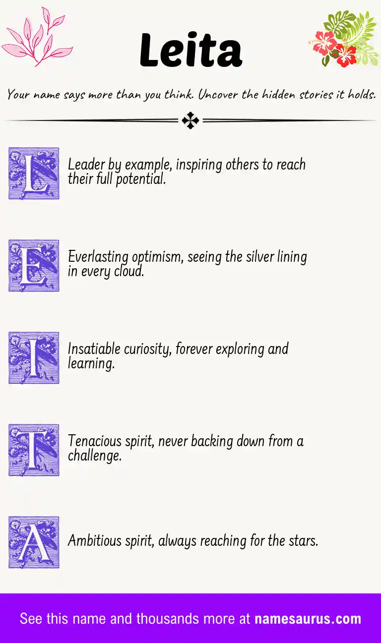 Acrostic poem about Leita.