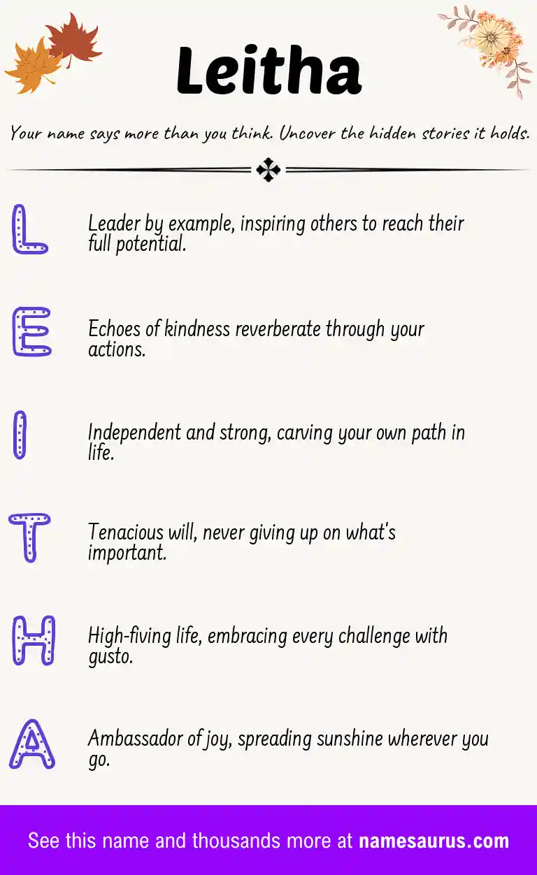 Acrostic poem about Leitha.
