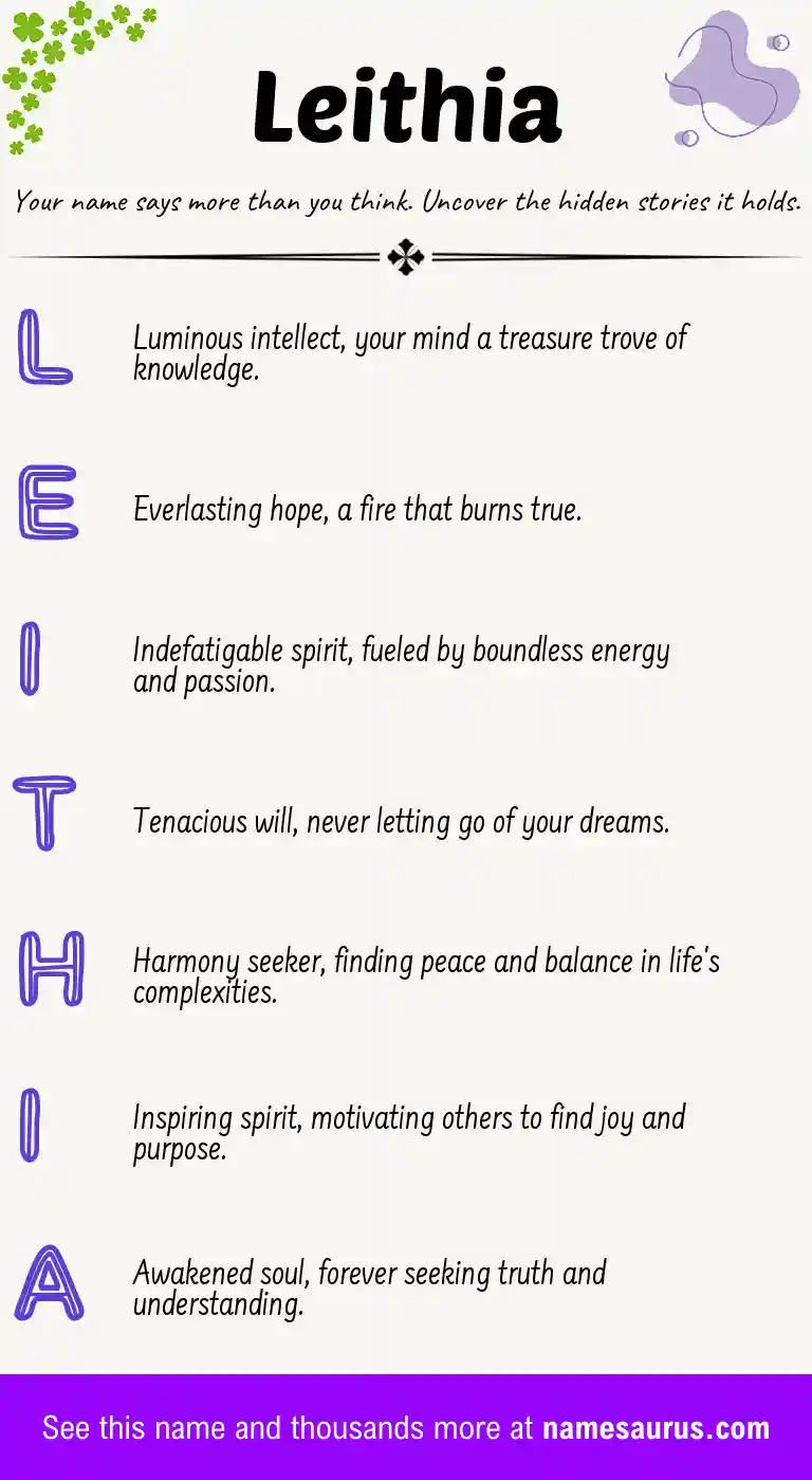Acrostic poem about Leithia.