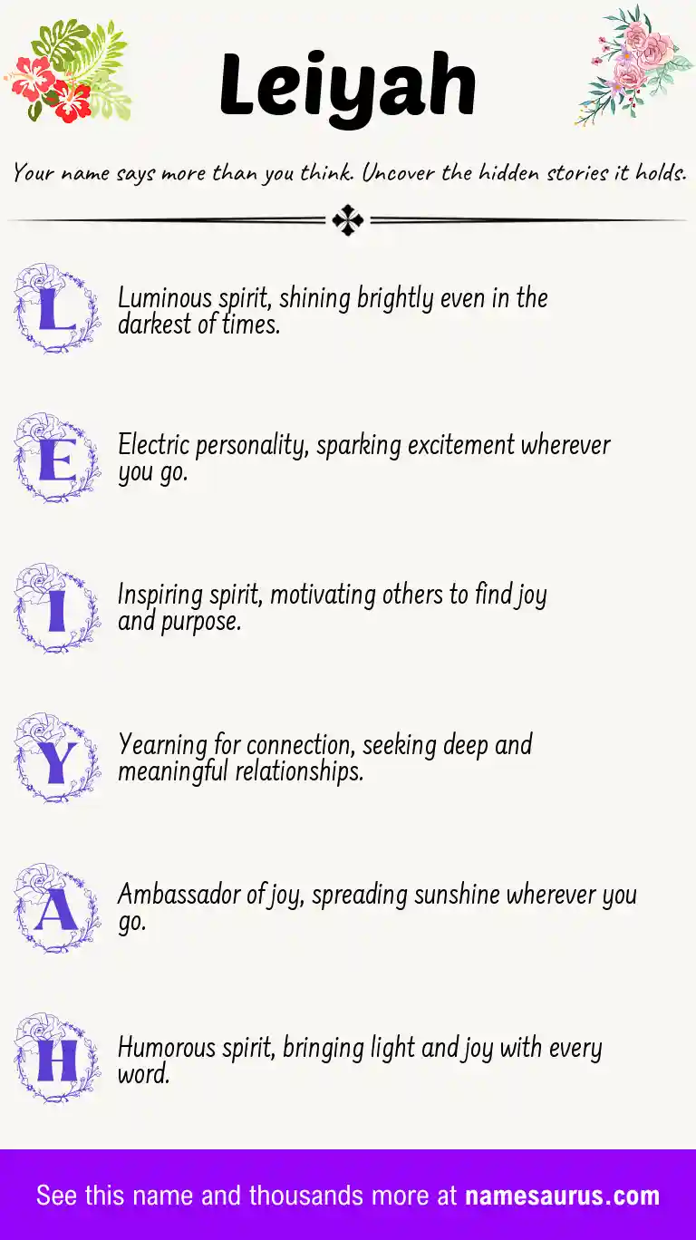 Acrostic poem about Leiyah.