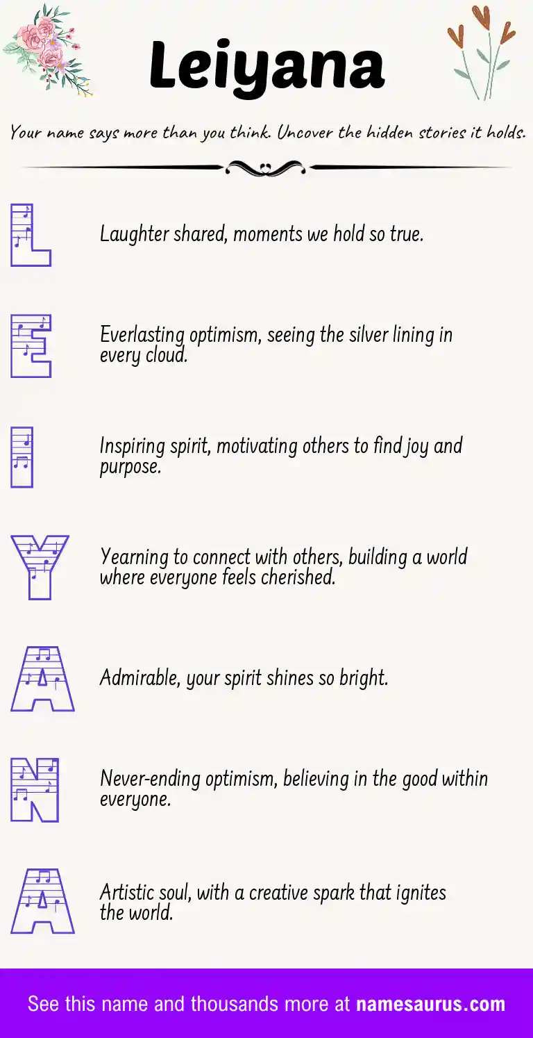 Acrostic poem about Leiyana.