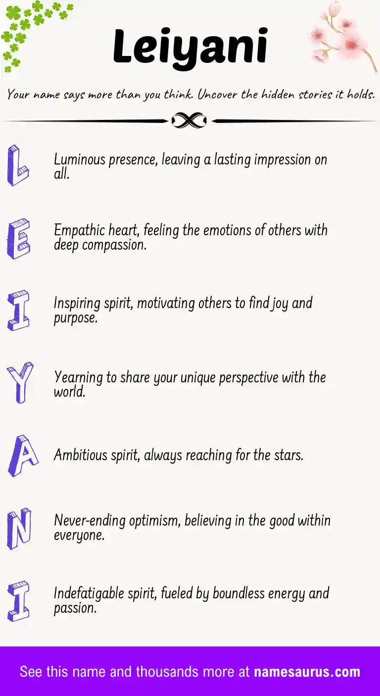 Acrostic poem about Leiyani.