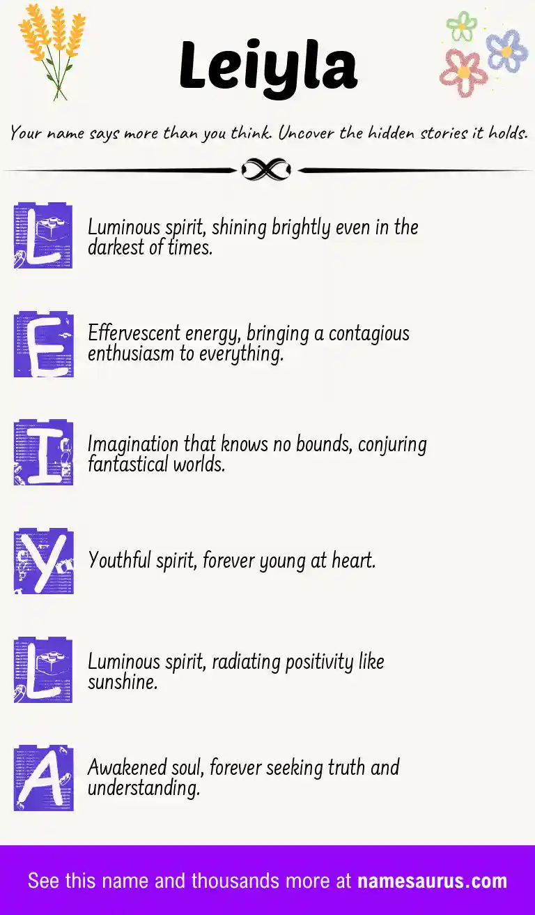 Acrostic poem about Leiyla.