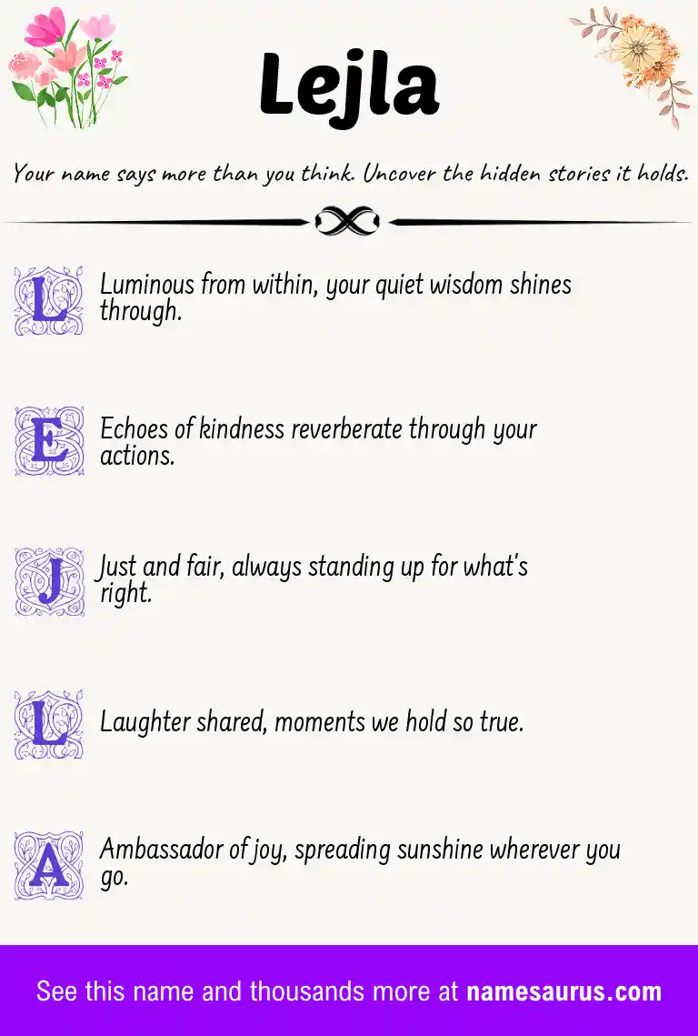 Acrostic poem about Lejla.