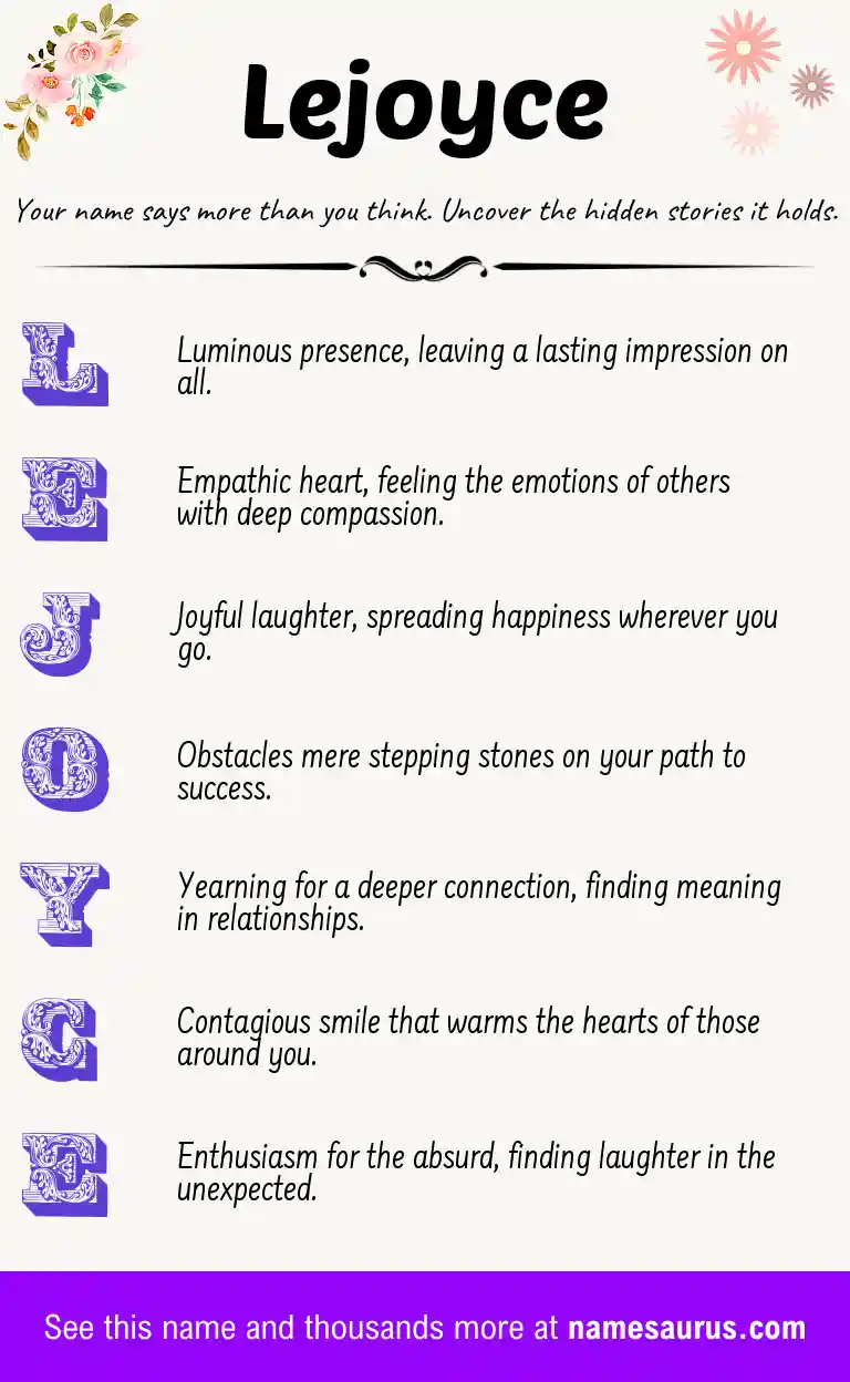 Acrostic poem about Lejoyce.