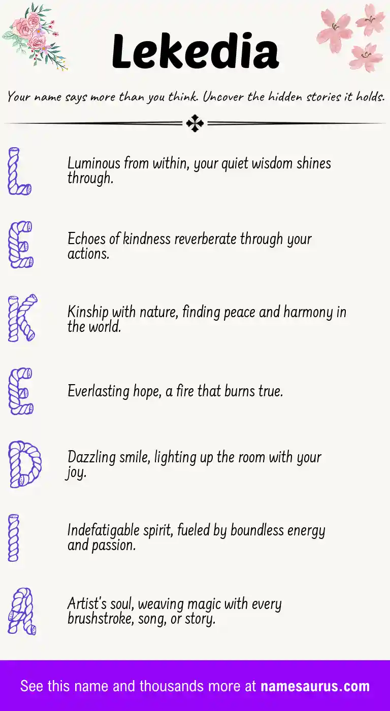 Acrostic poem about Lekedia.