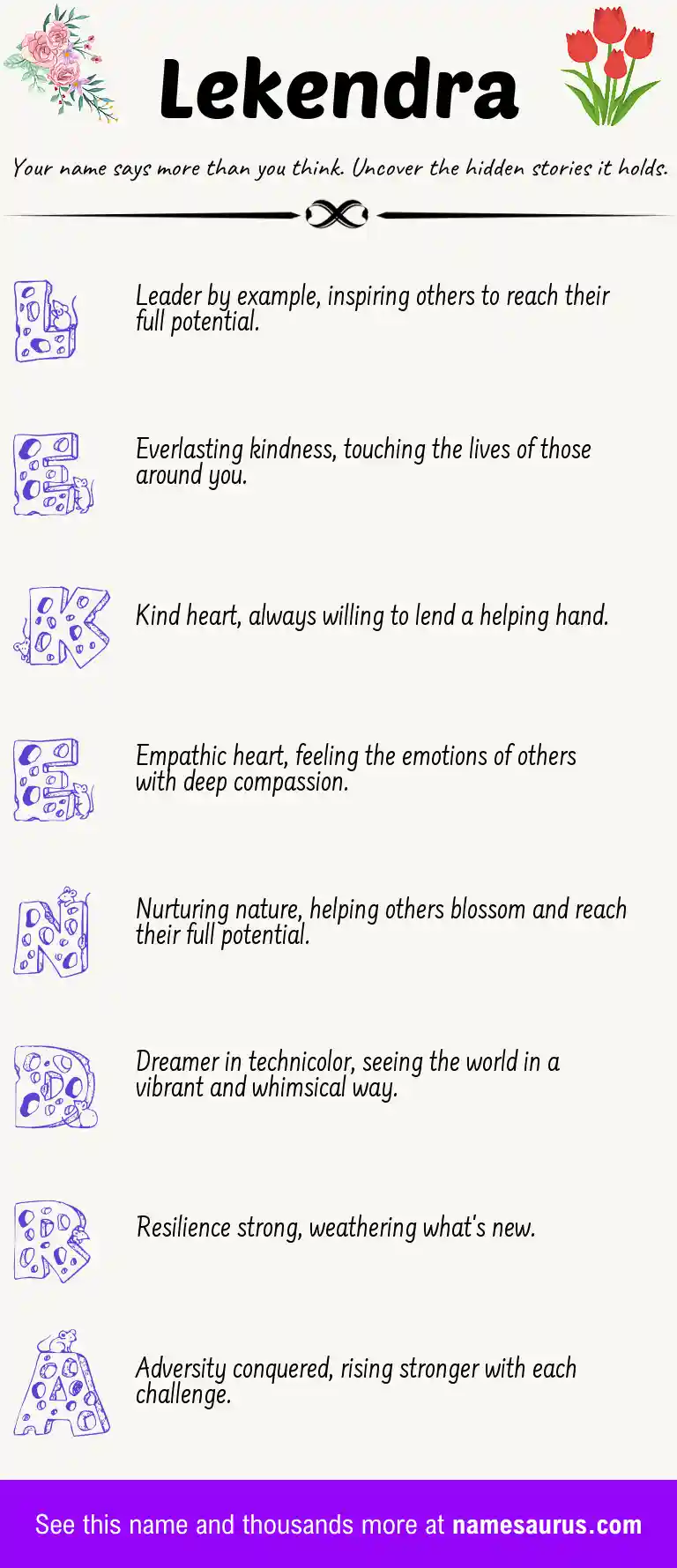 Acrostic poem about Lekendra.