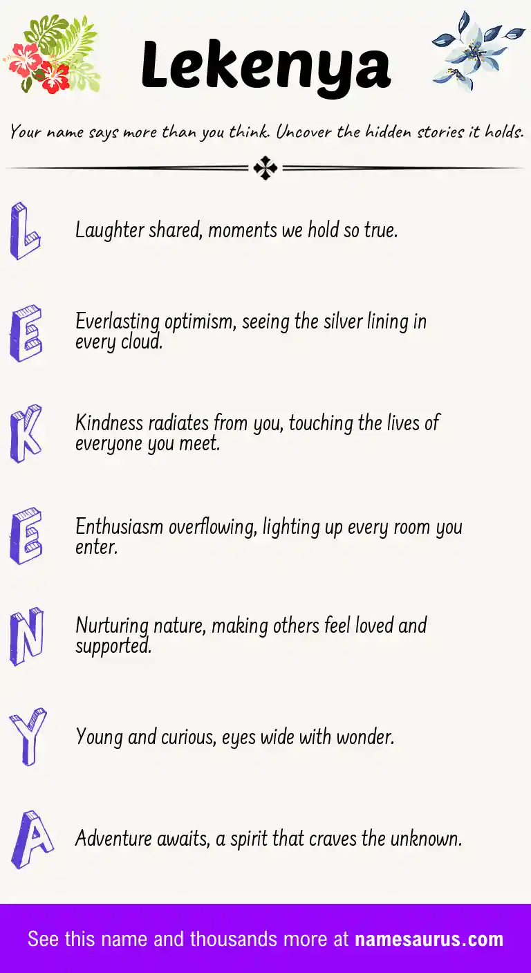 Acrostic poem about Lekenya.