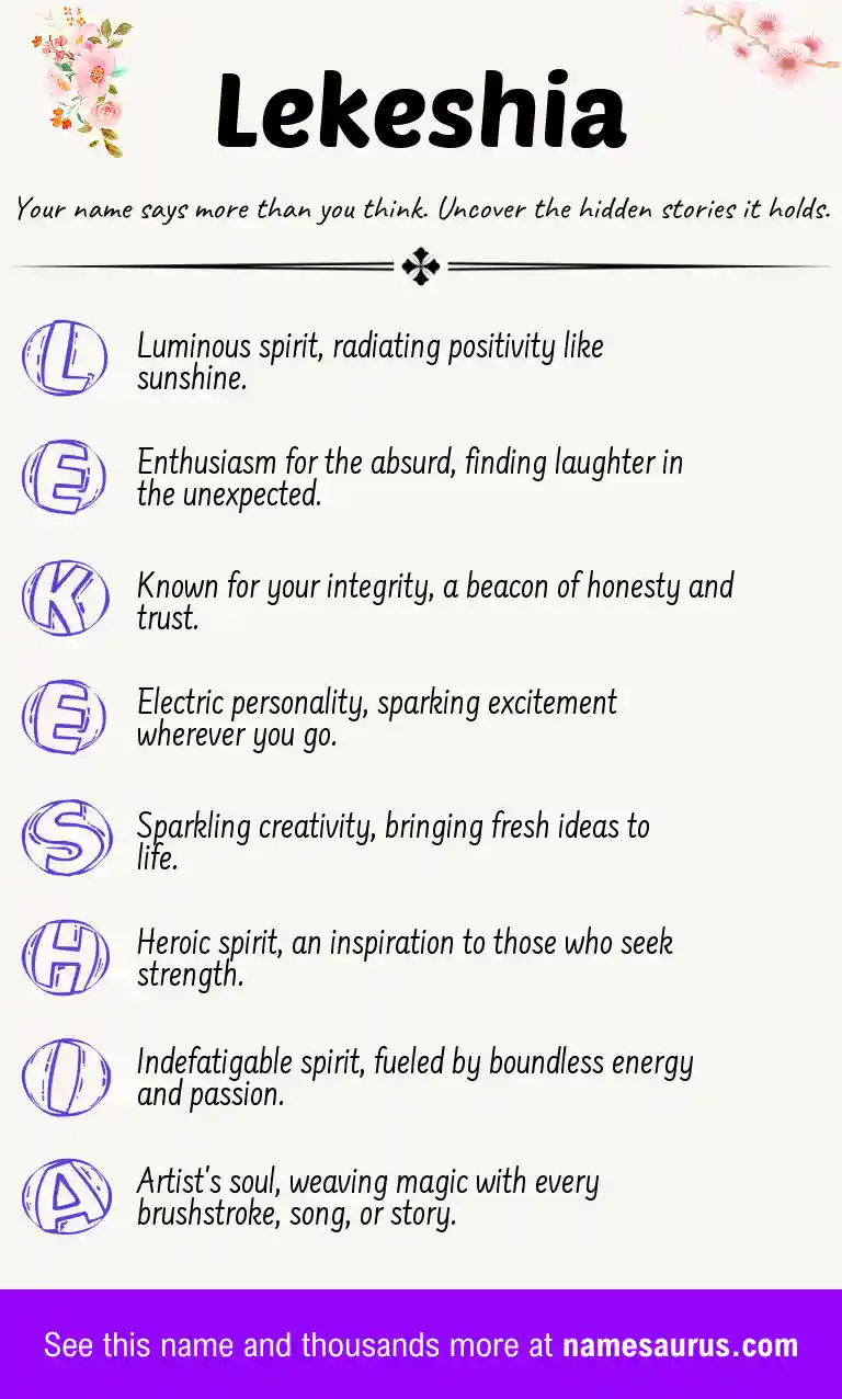 Acrostic poem about Lekeshia.