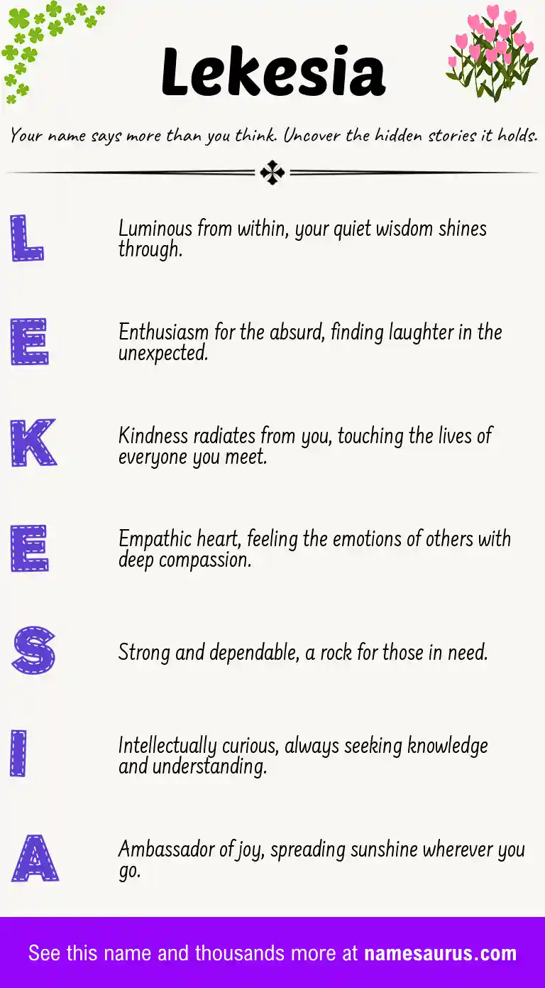 Acrostic poem about Lekesia.