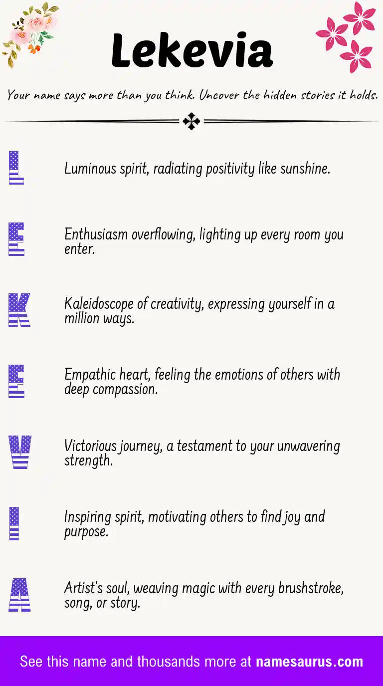 Acrostic poem about Lekevia.