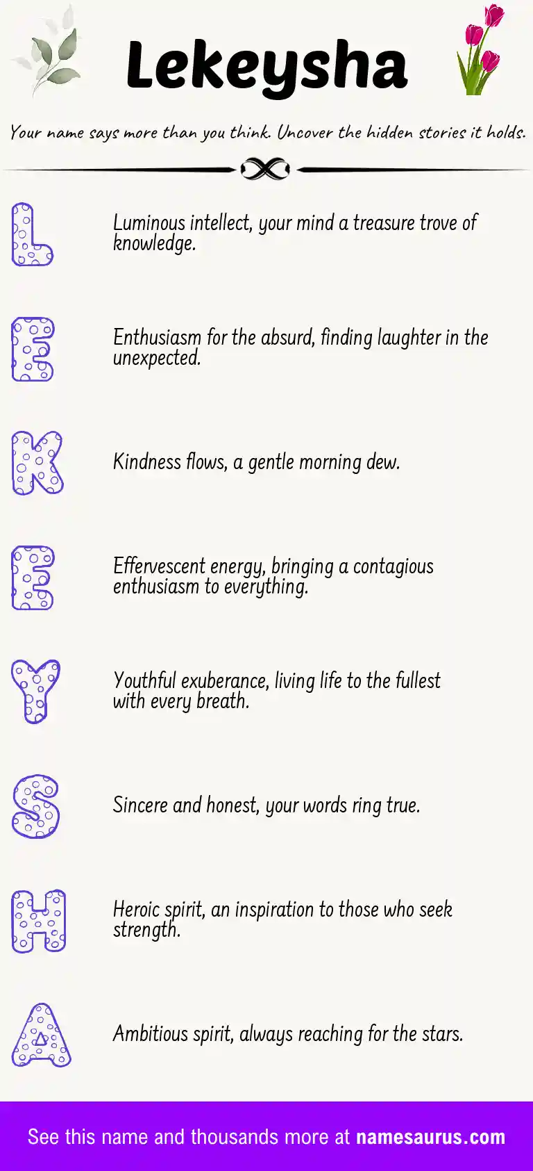 Acrostic poem about Lekeysha.