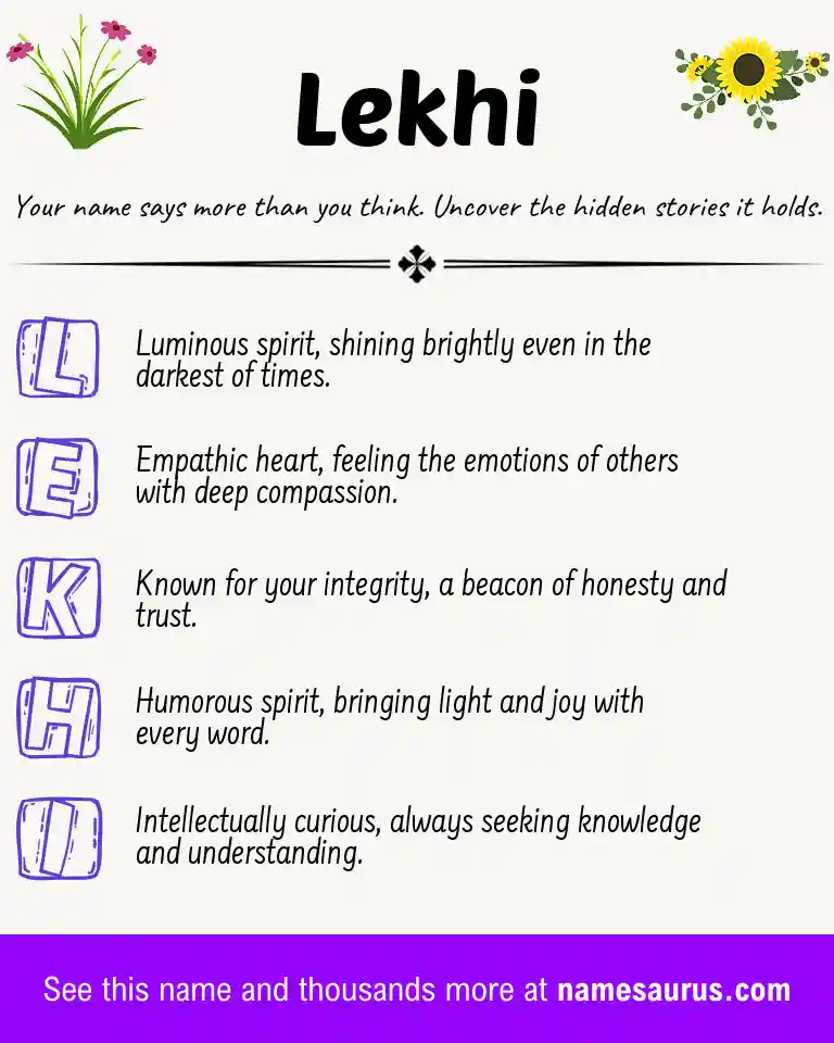 Acrostic poem about Lekhi.