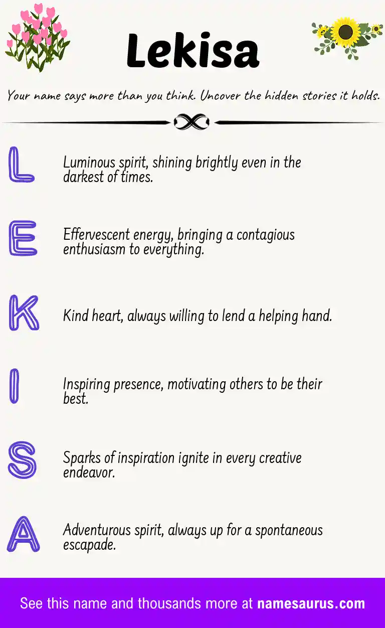 Acrostic poem about Lekisa.