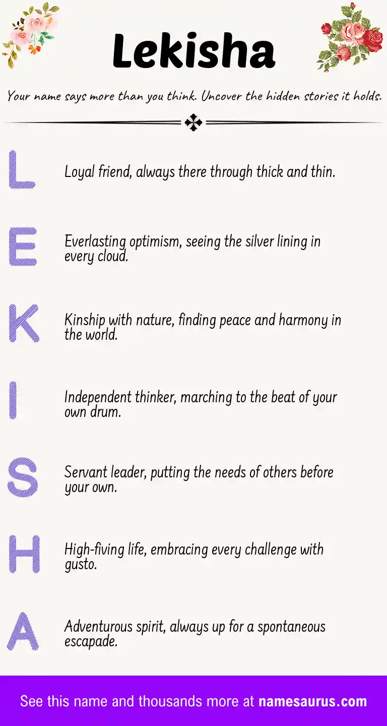 Acrostic poem about Lekisha.