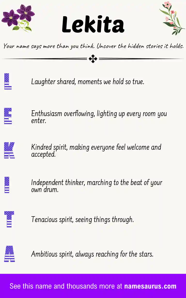 Acrostic poem about Lekita.