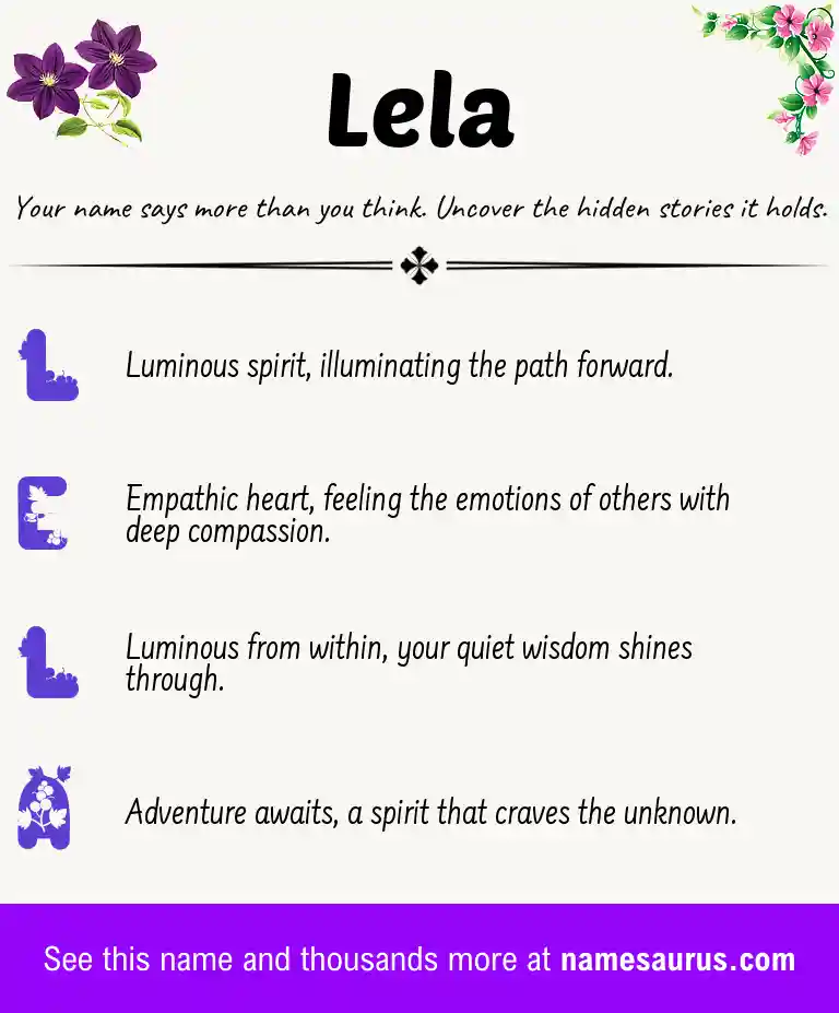 Acrostic poem about Lela.