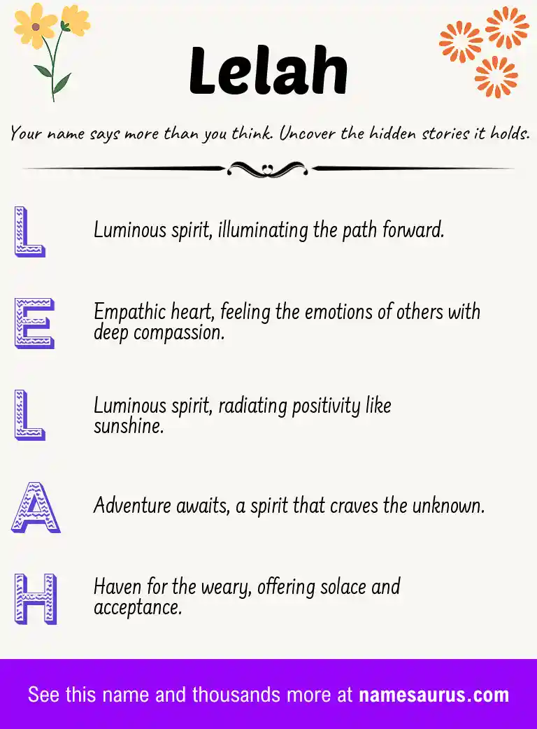 Acrostic poem about Lelah.