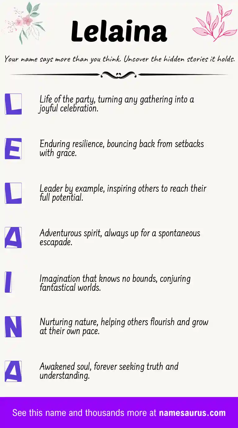 Acrostic poem about Lelaina.