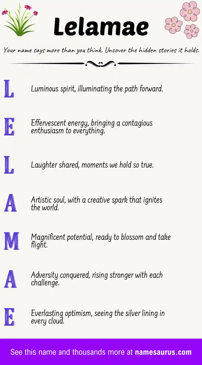 Acrostic poem about Lelamae.