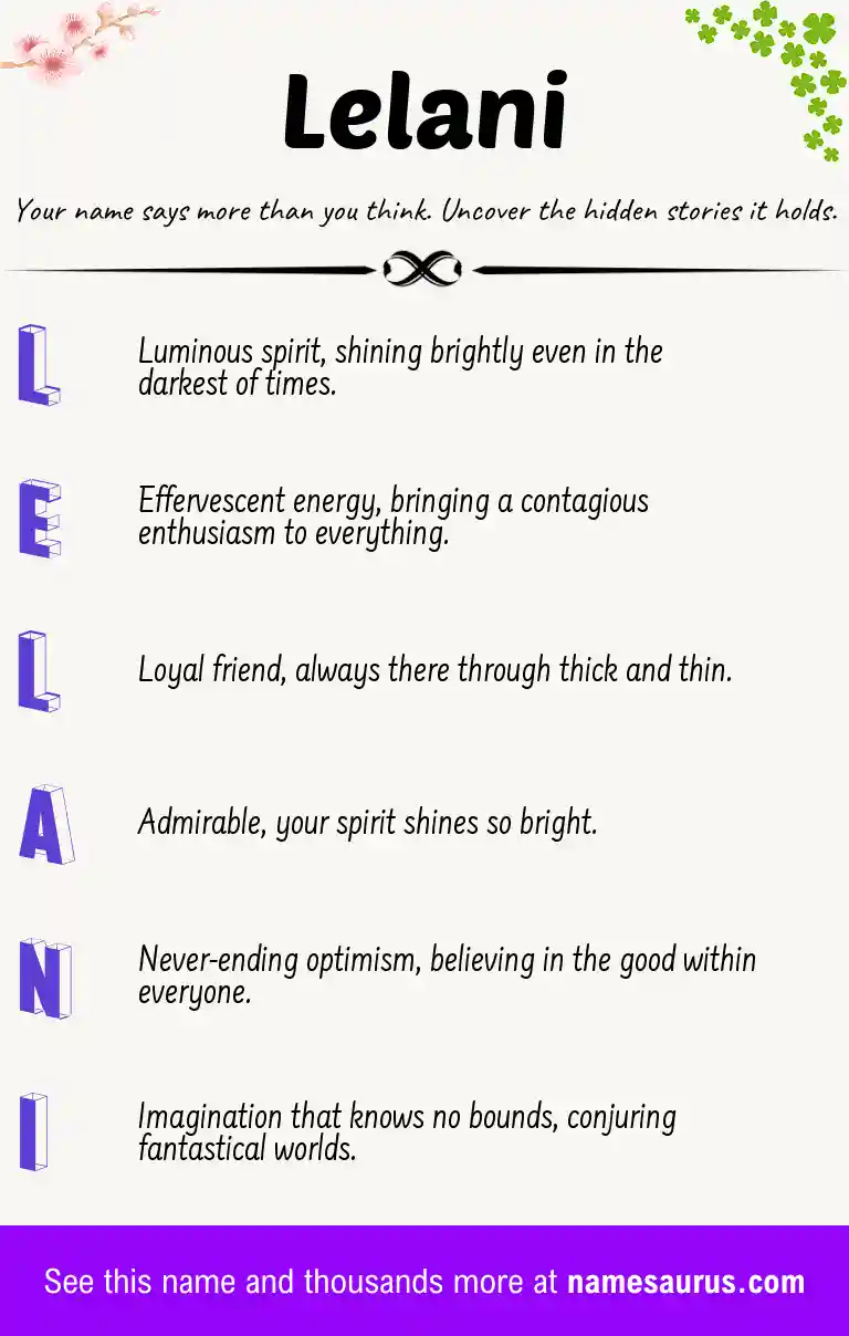 Acrostic poem about Lelani.